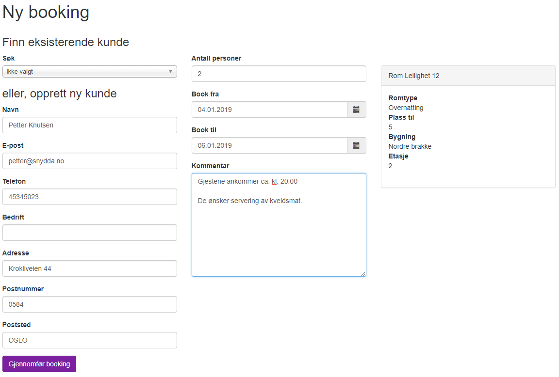 Booking new customer