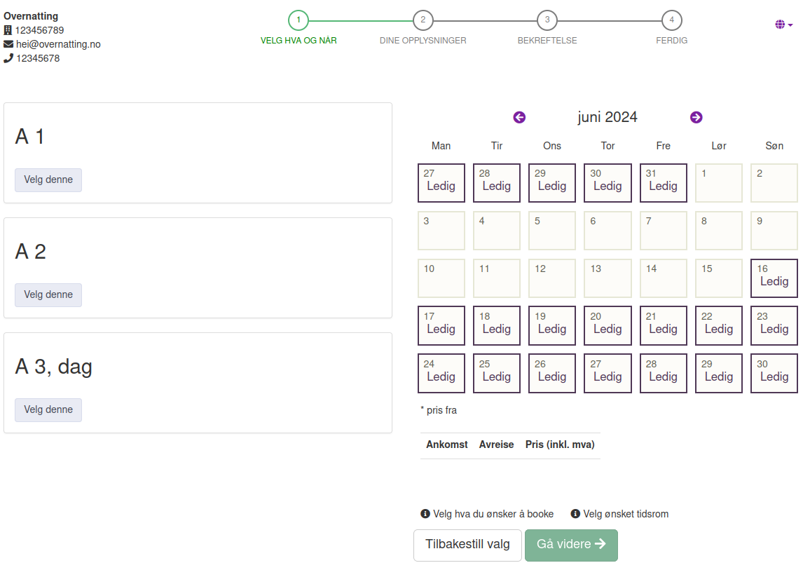 Booking - en kategori er stengt