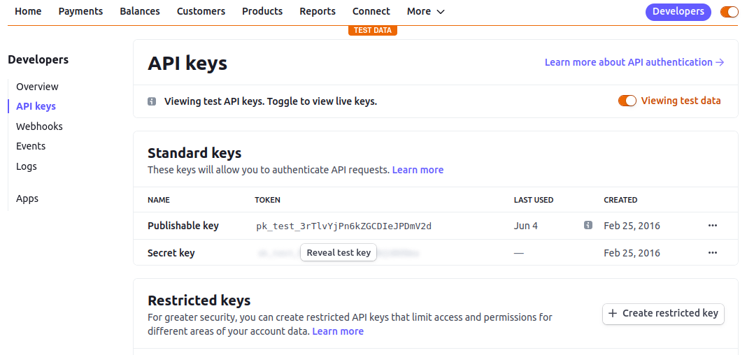 API keys