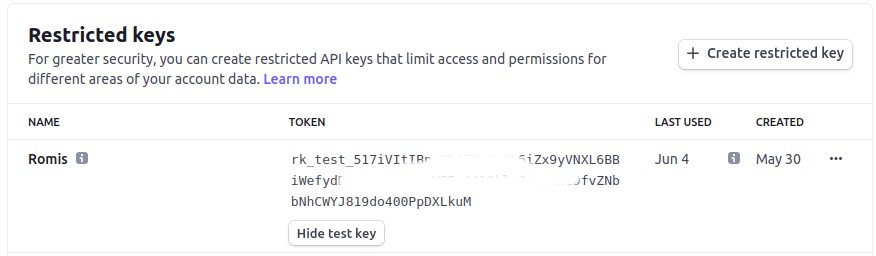 Copy API key